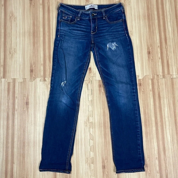 Hollister Faded Dark Wash Straight Leg Denim Jeans Women's Size 5S/W27 - Picture 1 of 7